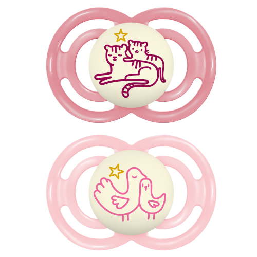 MAM Perfect Night Pacifier, 6+ Months, Girl, 2 pack
