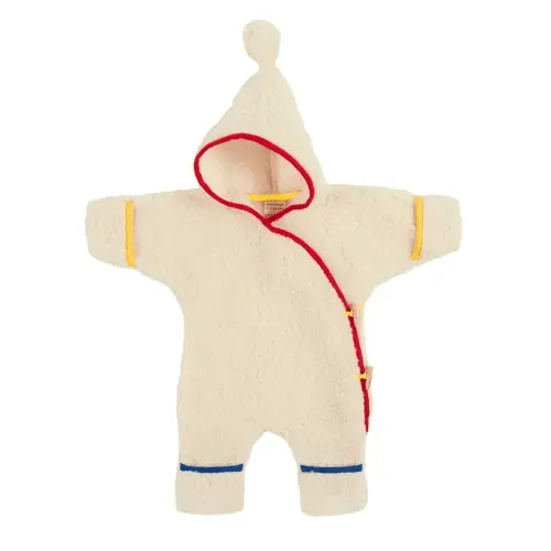 BOBO CHOSES X BINIBAMBA MERINO WOOL SNUGGLESUIT BABY ROMPER - MILK Color Trim