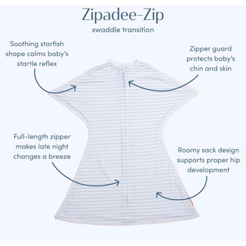 Blue/Cream, Small (4-8 Month)  - SleepingBaby Zipadee-Zip Transition Swaddle