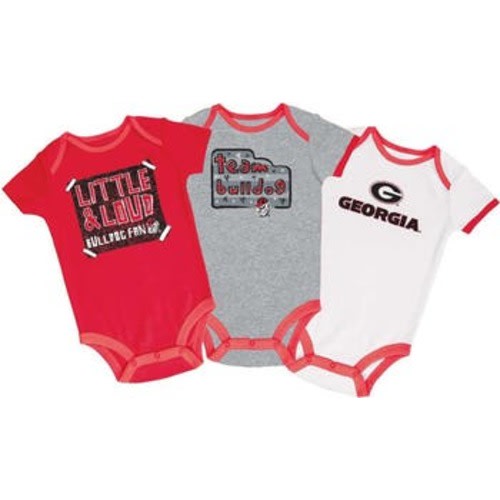 Infant Champion Red/Gray/White Georgia Bulldogs 3-Pack Bodysuit Set, 18M