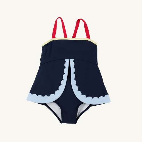 Stratford Scallop Swimsuit - Nantucket Navy, Richmond Red, B