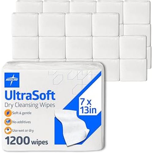 Medline Ultrasoft Dry Baby Wipes, Gentle Disposable Cleansing Cloths, 1,200 Count, Dry Wipe Size is 7 x 13 inches, Great for Sensitive Skin and can be used as Baby Washcloths, Incontinence Wipes: Household Cleaning Wipes And Cloths: Amazon.com: Industrial