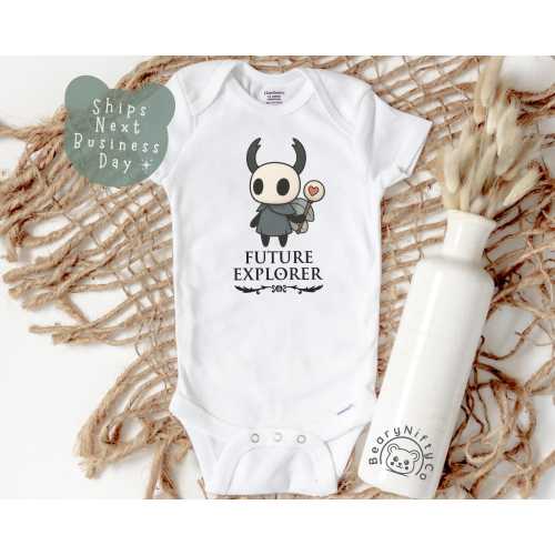 Whimsical Baby Video Game Outfit, Cute Bug Warrior Baby Onesies® Brand, Future Explorer Baby Shower Gift for New Gamer Dad
