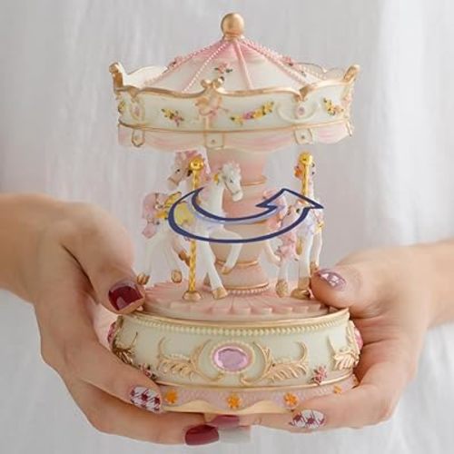 LOVE FOR YOU Gift-Wrapped Musical Carousel Music Box Color Lights Merry Go Round Horses Unicorn Decor Gifts for Girls and Daughter Granddaughter Niece Women Kids Christmas Birthday