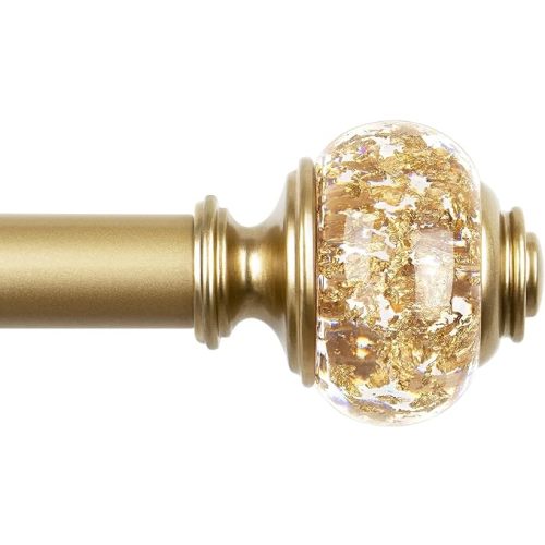 Curtain Rods for Windows 72 to 144 Inch, USFOOK 7/8 inch Luxury Gold Curtain Rod 32 to 144 Inch, Telescoping Splicing Drapery Rods with Decorative Translucent Finials