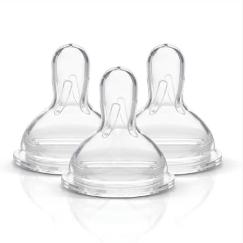 Slow Flow Spare Nipples with Wide Base Compatible with Medela Storage Bottles, 3 Pack