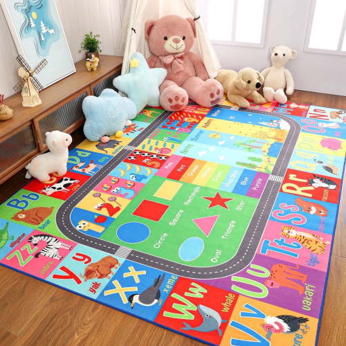 TWINNIS Kids Playmat Rugs ABC Educational Learning Area Rugs Carpet for Kids Playroom Classroom,3x5',Multi-color