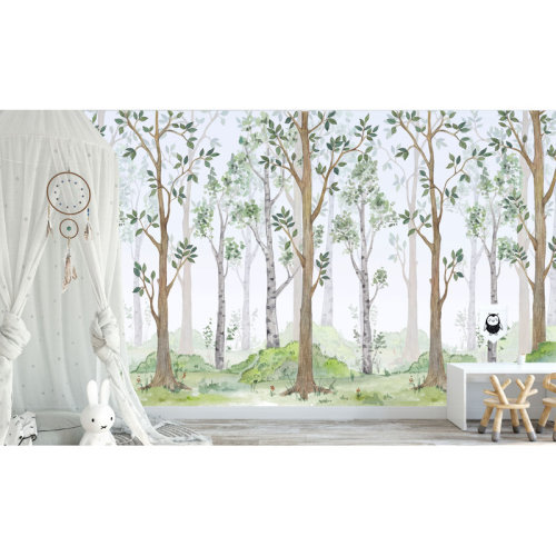 Innovative Stencils Peel And Stick Birch Tree Forest Wall Mural | Wayfair