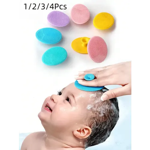 4pcs/2pcs/1pc Small Silicone Facial Cleansing Brush, Baby Shampoo Brush, Blackhead Remover, Soft Round Hair Washing Brush (Random Color) | SHEIN USA
