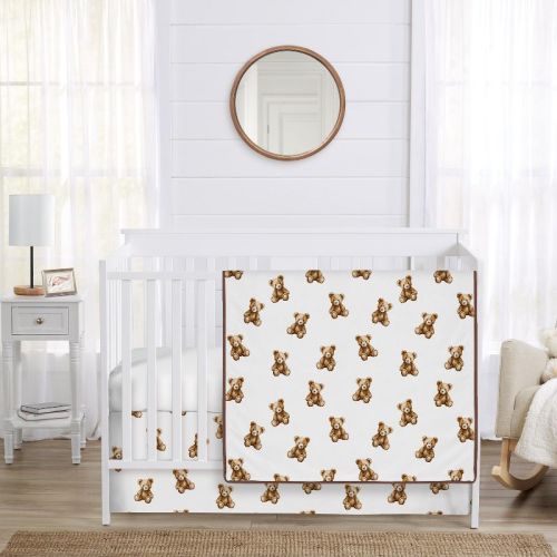 Sweet Jojo Designs Boy, Girl, Unisex/Gender Neutral Baby Crib Bedding Set - Boho Teddy Bear Brown and Taupe 3pc