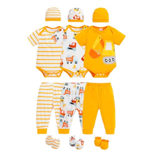 YWFSHOP Newborn Baby Boys Clothes Outfits Funny Pattern Romper Pants Set Infant Unisex Baby Clothing 12Pcs