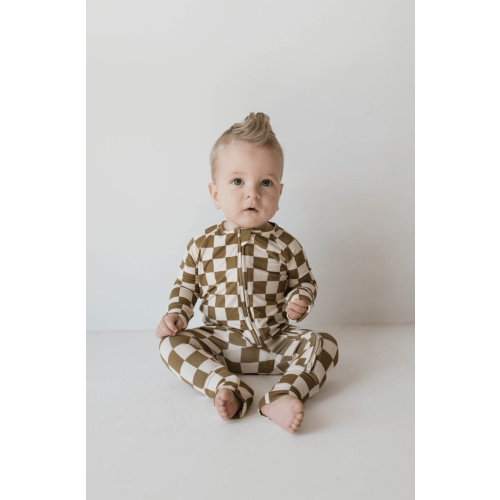 Bamboo Zip Pajamas – Olive