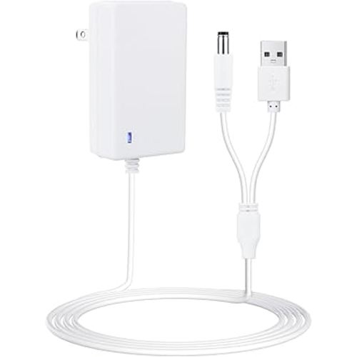 Baby Swing Power Cord for Ingenuity InLighten, Simple Comfort and Swing'n Go Charger, 2-in-1 Charging Cable with USB A and DC Plug, Power Adapter