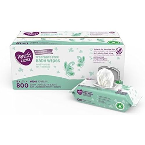 Parent's Choice Fragrance Free Baby Wipes, 8 packs of 100 (800 ct)