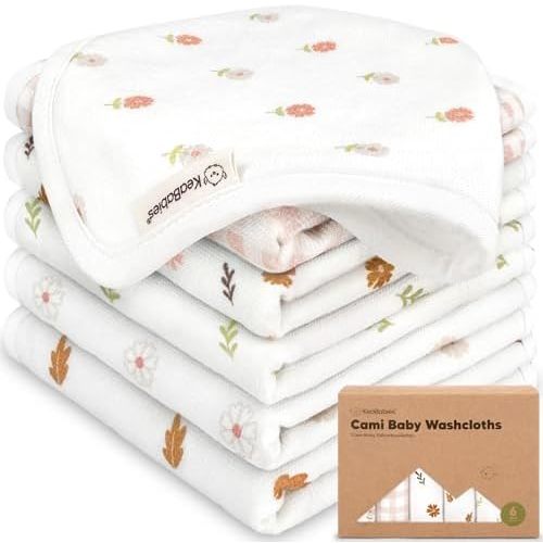 6-Pack Cotton Baby Washcloths for Newborn, Organic Cotton Muslin (Petals)