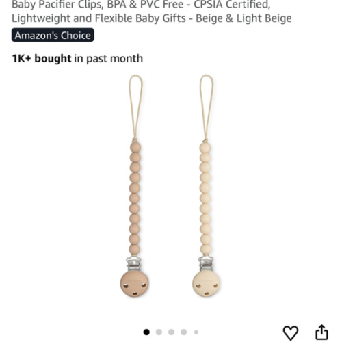 Comfy Cubs Pacifier Clips 2 Pack - 100% Food Grade Silicone Baby Pacifier Clips, BPA & PVC Free - CPSIA Certified, Lightweight and Flexible Baby Gifts - Beige & Light Beige