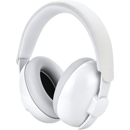 Hocazor HZ002 Baby Ear Protection, Noise Cancelling Headphones for Babies and Toddler 3 Months up to 24 Months, Baby Earmuffs for Fireworks, Sleeping, Concerts, Plane - White