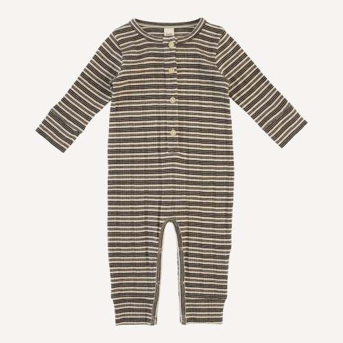 long sleeve sport union suit | black stripe | organic cotton multi rib