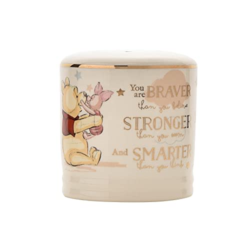 Happy Homewares Magical Beginnings Ceramic Money Box Winnie The Pooh - Braver, Stronger, Smarter - Perfect for a Classic Fan - Officially Licensed