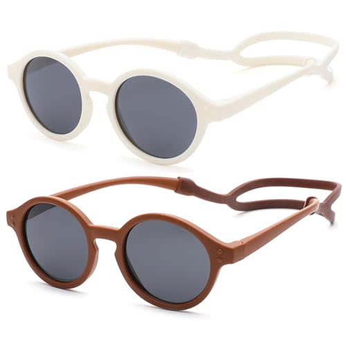 COASION Baby Polarized Sunglasses with Strap Adjustable TPEE Flexible Frame for Toddler Girls Boys Age 0-36 Months