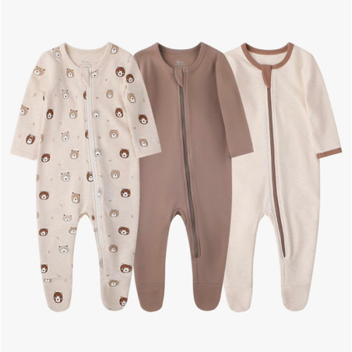 O2 BABY Baby Boys Girls Organic Cotton Zip-Front Sleeper Pajamas, Footed Sleep 'n Play