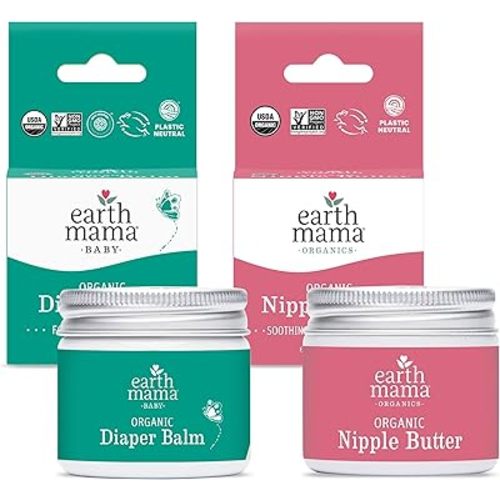 Earth Mama Nipple Butter™ & Diaper Balm | Nipple Cream & Organic Skincare for Baby | Breastfeeding & Postpartum Essentials Bundle