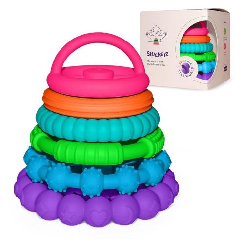 Sperric Premium Silicone Stacking Toy Teethers, Interactive and Fun Baby Stacking Toys - Teeth Soothing for 6-12 Month (Multicolor)
