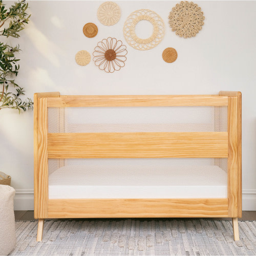 HALO 3-in-1 Convertible Wood Baby Cribs with Mesh Walls