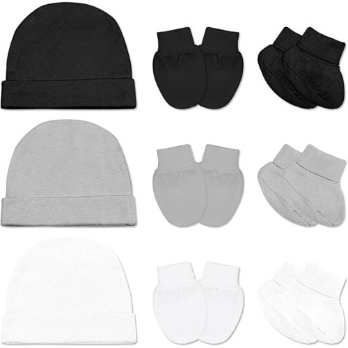 Baby Hats And Mittens Set Newborn Beanie Baby Mittens Newborn Socks No Scratch Cotton Infant Gloves Caps Socks Set