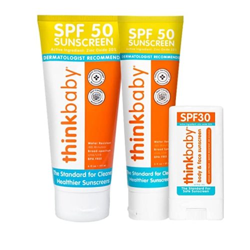 Thinkbaby SPF 50 + Baby Sunscreen 3 Oz + Thinkbaby SPF 50+ Baby Sunscreen 6 Oz + Thinkbaby SPF 30 Sunscreen Stick 0.64 Oz