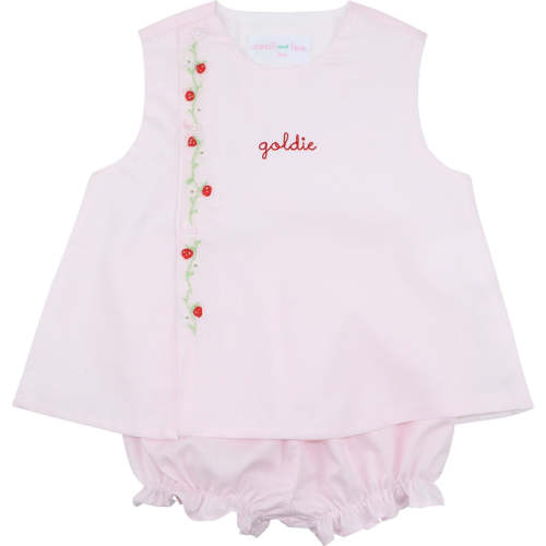 Embroidered Strawberry Vine Diaper Set