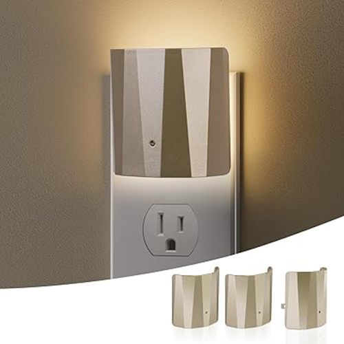 Dawnrise Plug in Night Lights for Wall, Dawn to Dusk Night Light with 3000K/5Lm, Backlit Nightlights for Bedroom, Kids Room, Hallway, Living Room, Kitchen, Stairway, Entrance (Champagne, 3 Pack)