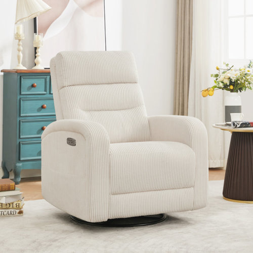 Latitude Run® Beppino 33"W Modern Power Swivel Rocker Glider Recliner with USB and Type-C Charge & Reviews | Wayfair
