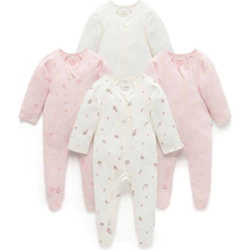 4 Pack Zip Footie Vanilla Blossom Pack - Purebaby | Maisonette