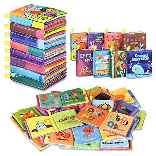Baby Bath Books,Nontoxic Fabric Soft Baby Cloth Books,Early Education Toys,Waterproof Baby Books for Toddler, Infants Perfect Shower Toys,Kids Bath Toys Best Gift(Pack of 12)