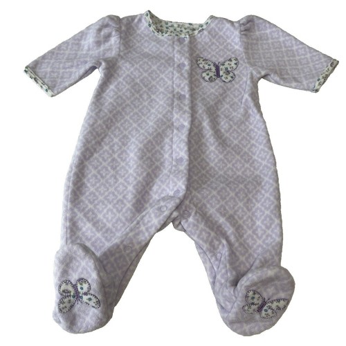 Carter's Girl's Romper Purple Latice Butterfly Y2k fleece Footed Made With Love