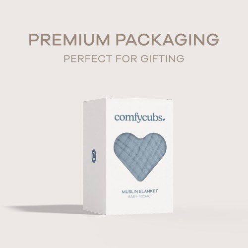 Baby Muslin Blanket - Large 40" X 40", Pacific Blue, By Comfy Cub - Pacific Blue