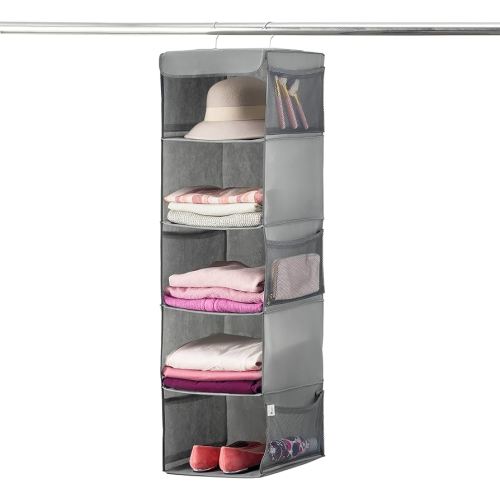 ZOBER Hanging Closet Organizer, 5-Shelf - Hanging Storage Organizer Shelves for Clothes, Towels, Toys - College Dorm Room, Nursery, & Home Closet