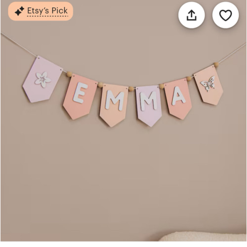 Baby Name Garland, Personalised Wooden Bunting, Birthday Flags, Baby Shower Sign, Name Banner For Nursery