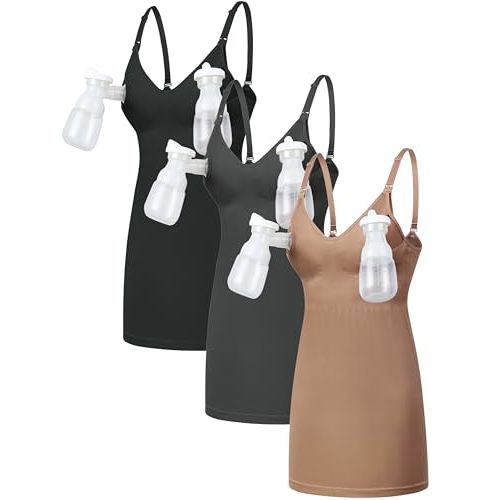 GXXGE Nursing Bra Pumping Bra Hands Free Maternity Nursing Tank Cami for Breastfeeding with Adjustable Straps