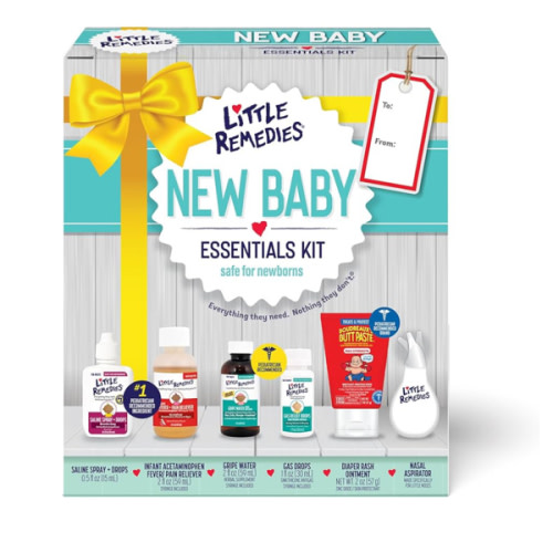 Little Remedies, New Baby Essentials Kit, 6 Newborn Essentials, Saline Nasal Spray, Gas Relief Drops, Gripe Water, Fever Reliever, & Diaper Ointment