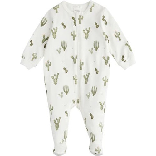 Cactus Print Stretch Organic Cotton Footie Pajamas, Newborn