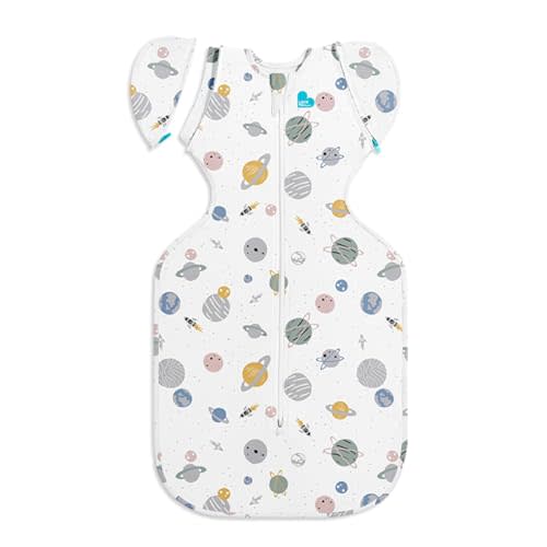 Love to Dream Swaddle Up Transition Swaddle, Patented Zip-Off Wings, Gently Help Baby Transition from Being Swaddled to Arms Free When Showing Signs of Rolling, Lite 0.2 TOG, 19-24 lbs, White Space