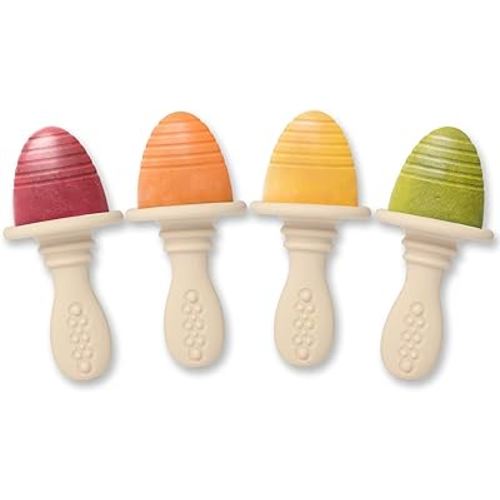 PrimaStella Silicone Petite Pops - Baby Popsicle Mold - BPA Free - Dishwasher Safe - 4 Months+ (Oat Teether Pops)