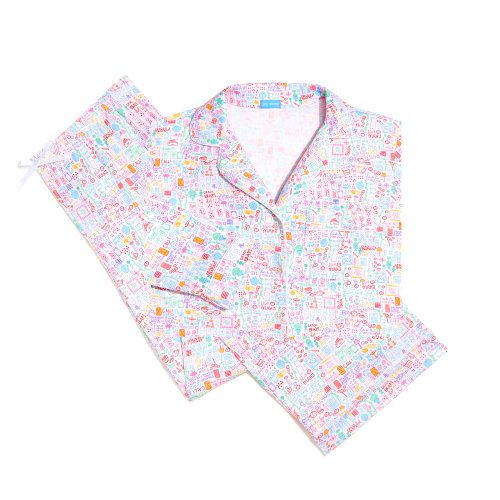 Mahjong Women’s Button Front Long Pajama Set | Joy Street