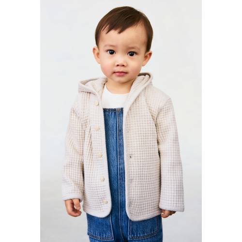 WAFFLED COTTON CARDIGAN
