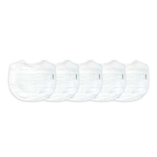 green sprouts® 5-Pack Organic Cotton Muslin Bibs in White