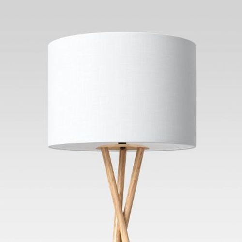 59"x18.5" Modern Tripod Floor Lamp Natural - Threshold™: Linen Shade, Metal Body, ETL Listed, 3-Way Switch