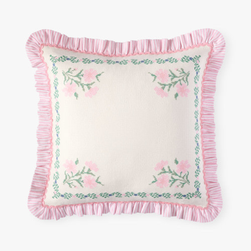 Floral Cross Stitch Pillow Cover