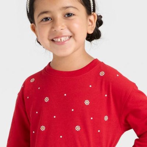 Toddler Girls' Long Sleeve Relaxed T-Shirt - Cat & Jack™ Red